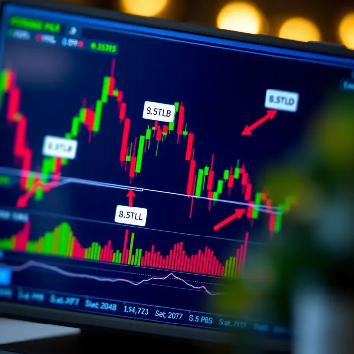 Annotated forex trading chart highlighting key technical analysis patterns with buy and sell signals