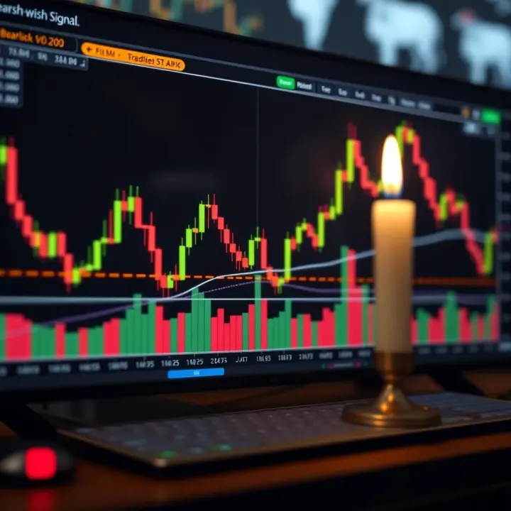 Technical analysis setup highlighting key bearish signals on a candlestick chart for trading decisions