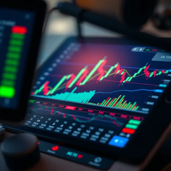 User interface of a forex trading app showing currency charts and real-time data