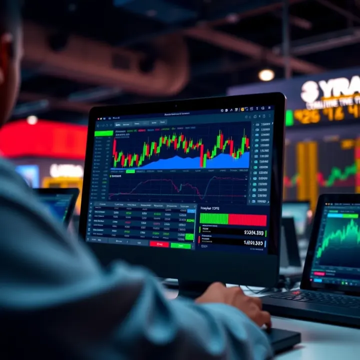 Screenshot of a popular binary trading platform interface with charts and trading options