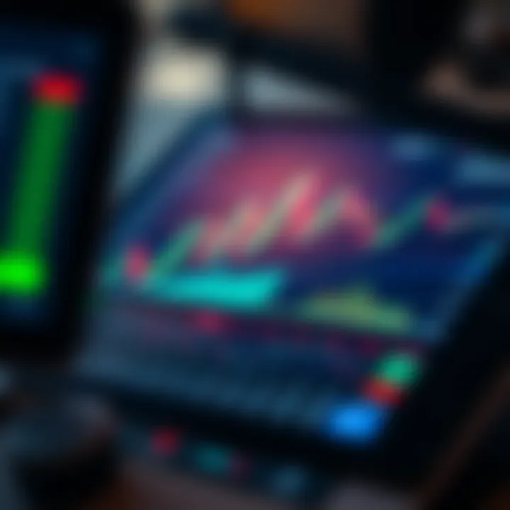 Forex Trading App Interface Displaying Currency Charts User interface of a forex trading app showing currency charts and real-time data