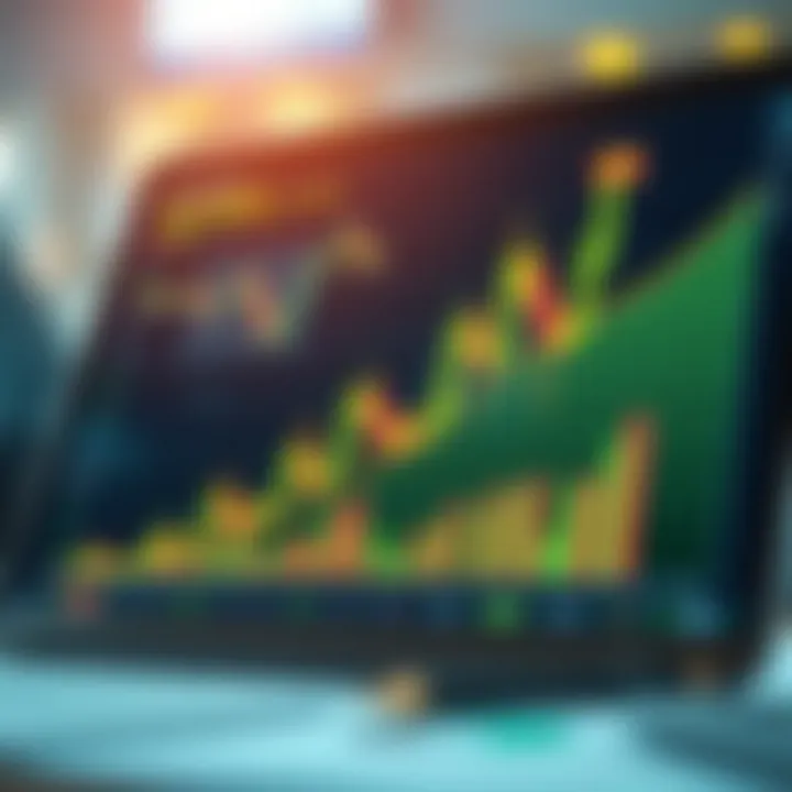 Graph showing upward trend in forex trading with candlestick patterns