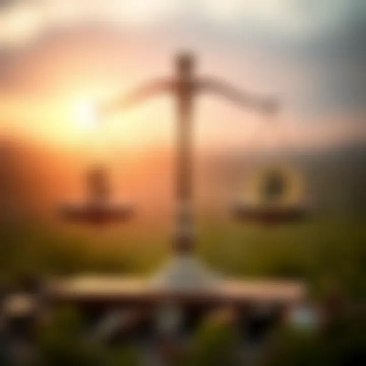 Risk Management Approaches in Binary Options Conceptual illustration of risk management techniques with balance scale and currency symbols