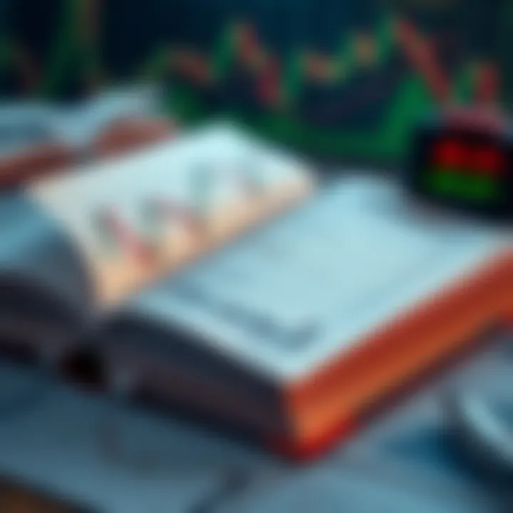 Open book on forex trading with charts and graphs displaying market trends