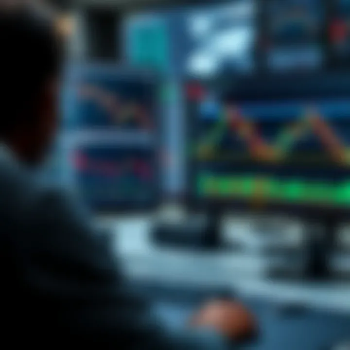 Graphs and charts showing forex market trends and analysis on computer screens