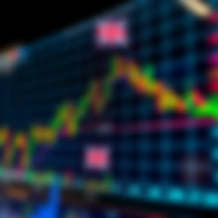 Graph showing currency exchange rates fluctuating with market trends