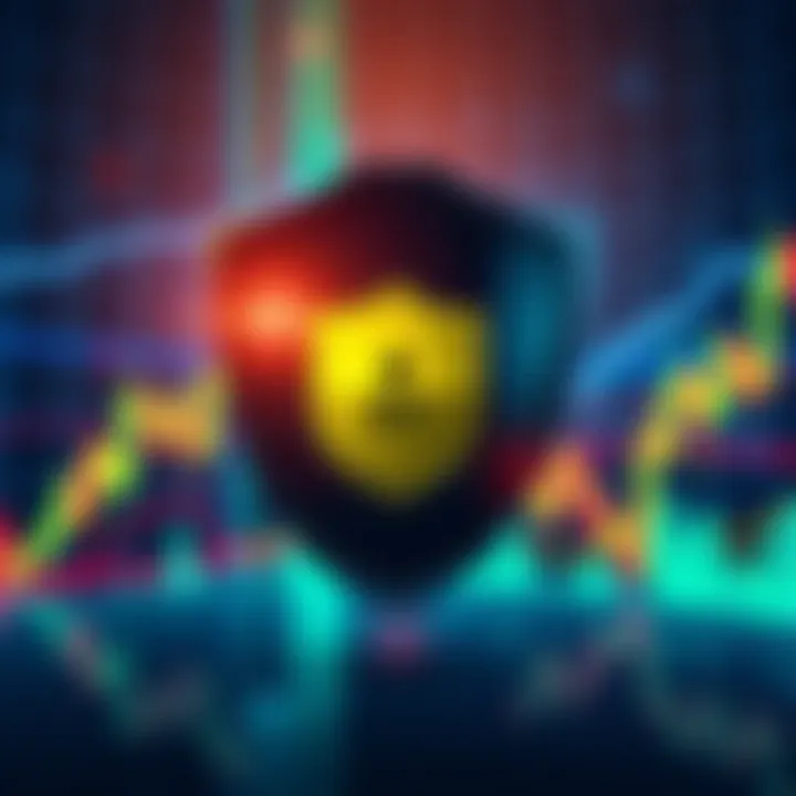 Security shield symbol overlayed on digital financial data representing secure forex trading