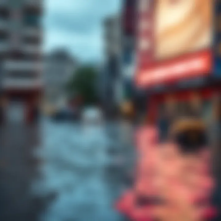 Flooded urban area illustrating challenges in disaster risk management