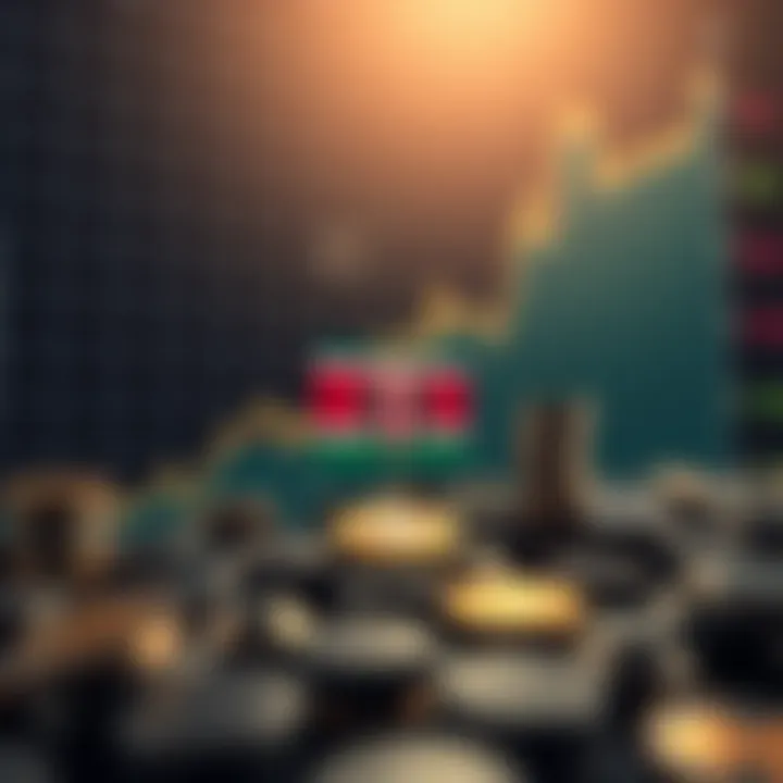 Graph showing upward trend of cryptocurrency market values with Kenyan flag symbol