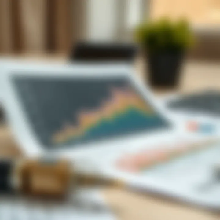 Analyzing Risk and Financial Trends for Business Resilience Graph showing trend analysis and risk levels with financial documents on a desk