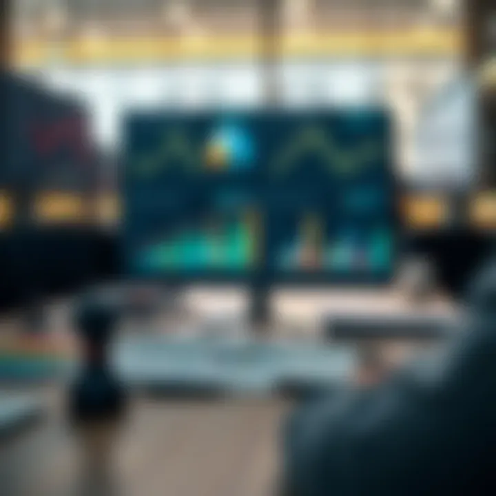 Conceptual graphic showing risk assessment and decision-making in a business setting with charts and data visuals