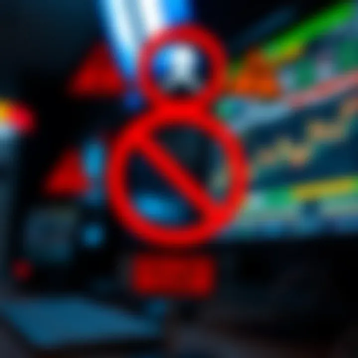 Visual representation of risks and caution symbols associated with no-loss claims in binary options