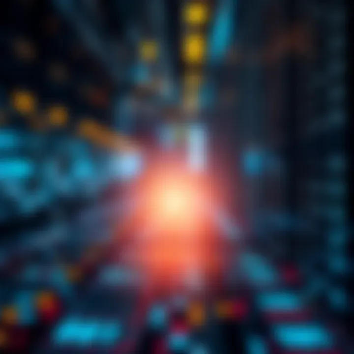 Visual representation of digital financial data flows using binary code in technology and finance contexts