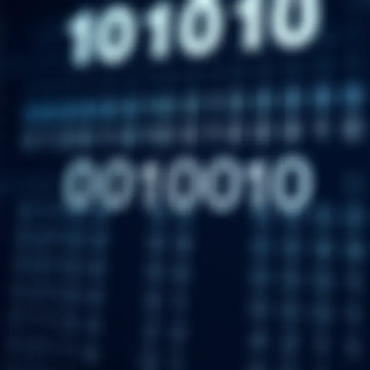 Diagram illustrating the binary number system with zeros and ones representing data