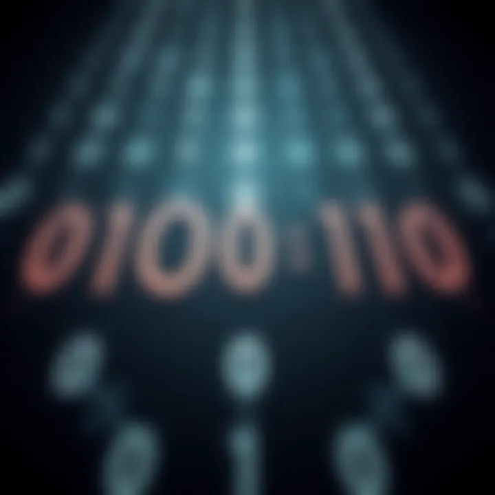 Diagram illustrating the binary number system with zeros and ones arranged to represent data