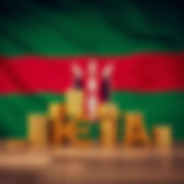 Graphic representation of binary options trading concepts with Kenyan flag background