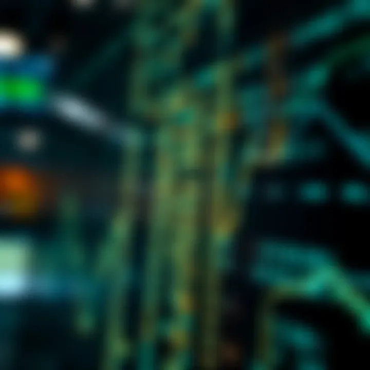 Visualization of binary code flowing through a digital interface representing data processing