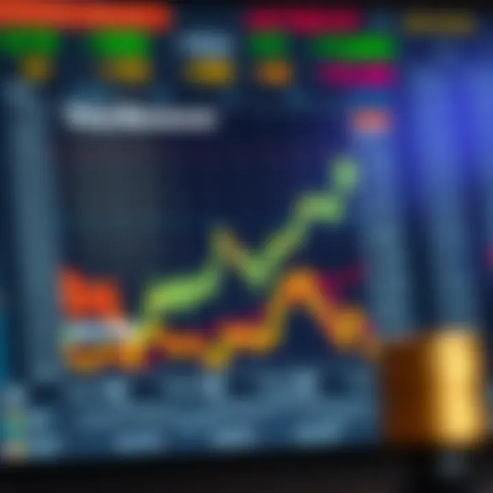 Diagram showing upward and downward trends in asset prices for binary trading