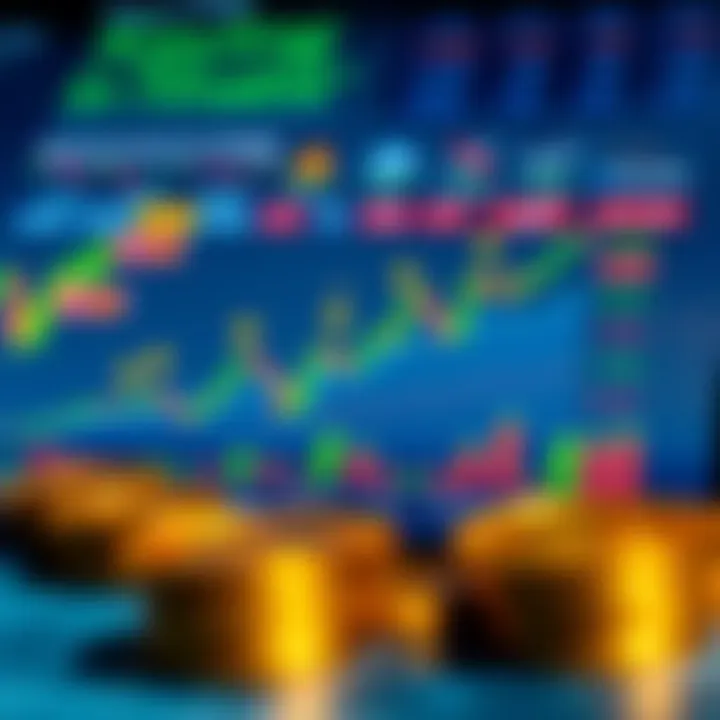 Graph depicting cryptocurrency trading trends alongside icons representing regulatory policies and risk factors