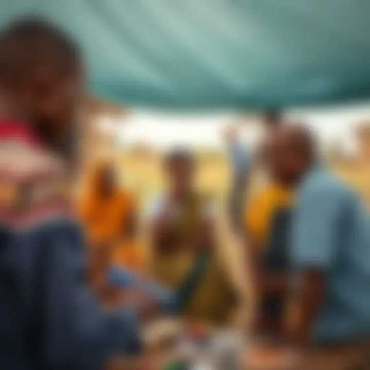 Community members collaborating during a resilience-building workshop in a rural Kenyan setting