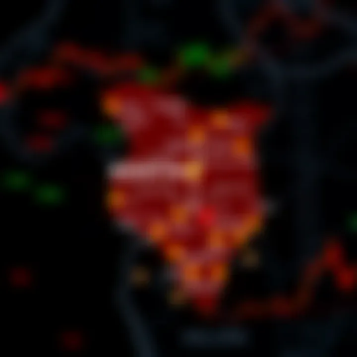 Map of Kenya highlighting financial hubs with forex trading icons representing market activity