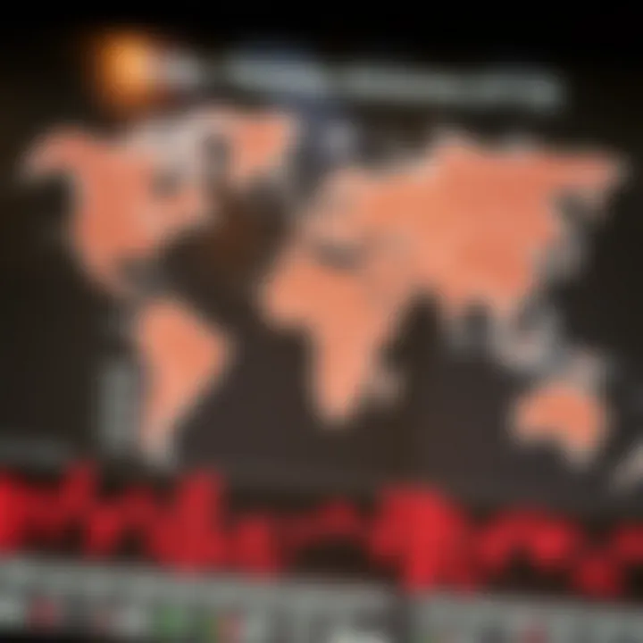 World map highlighting major forex trading centers and their respective time zones