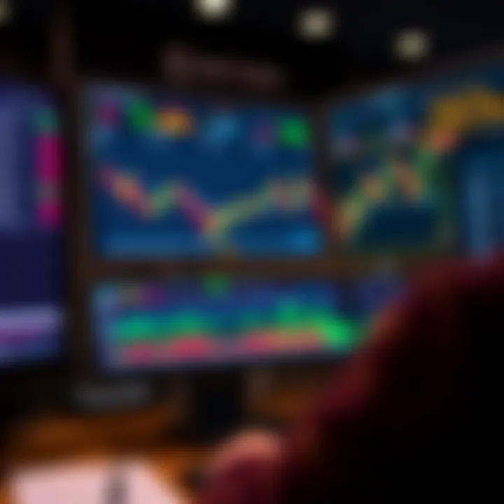 Illustration of a digital trading interface displaying binary options charts and automated trading signals