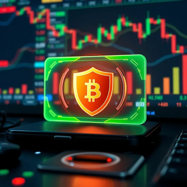 Secure digital wallet protecting cryptocurrency assets with a shield icon
