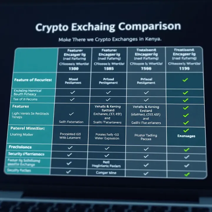 Comparison chart highlighting features, fees, and security measures of popular crypto exchanges used in Kenya