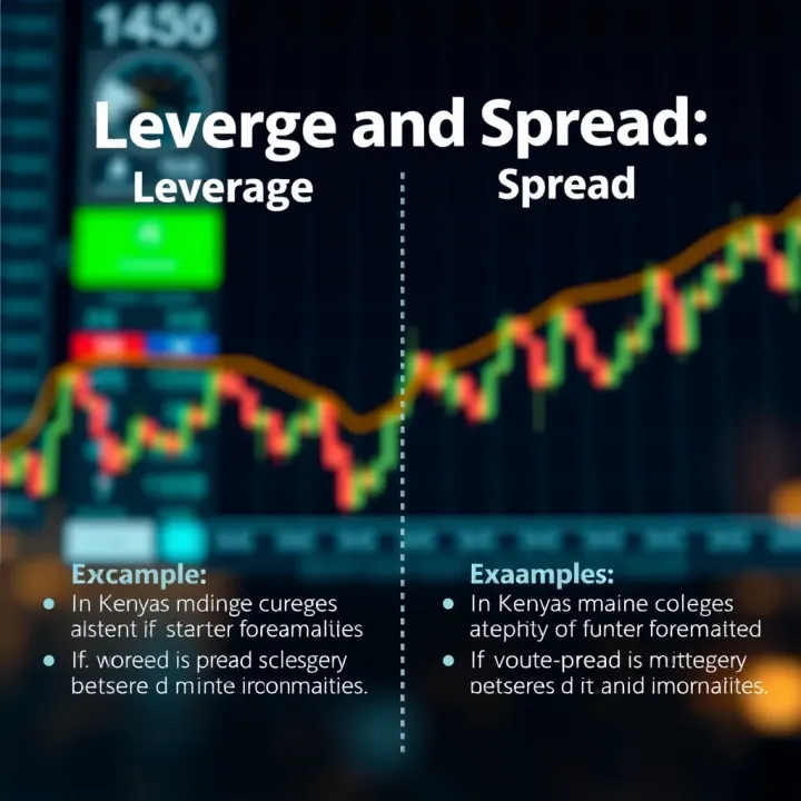 Graphic showing leverage and spread concepts with examples related to Kenya forex market