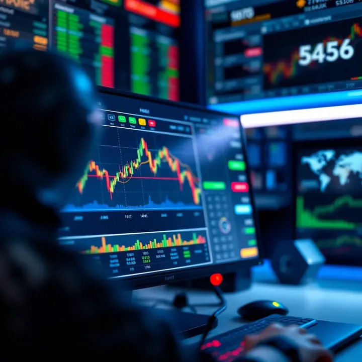 Illustration of a digital trading bot interface showing automated binary options trading activity