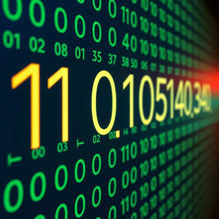 Illustration showing binary digits aligned with their positional values in base two
