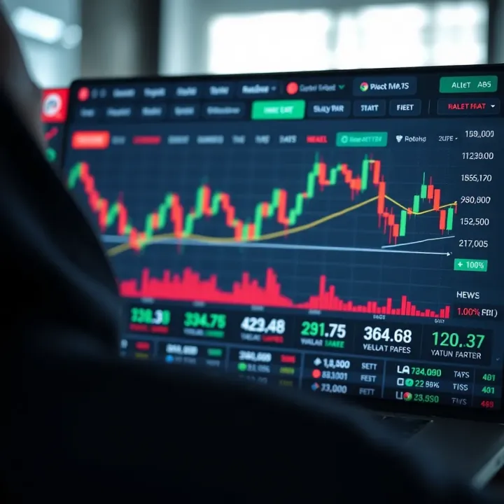 User interface of a crypto trading platform showing market charts and trading options