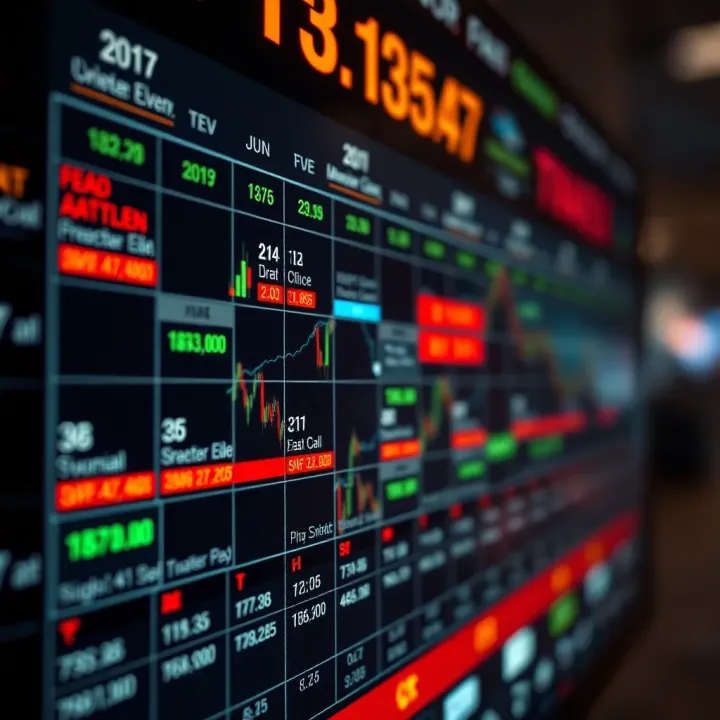 Close-up of a digital forex economic calendar highlighting key upcoming economic events affecting currency markets