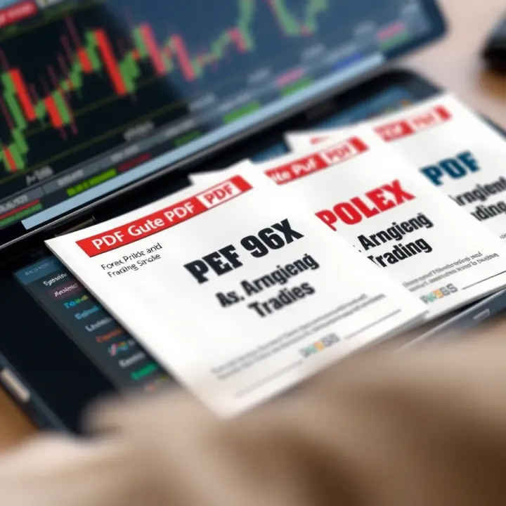 Collection of downloadable PDF guides for forex strategies on a digital device