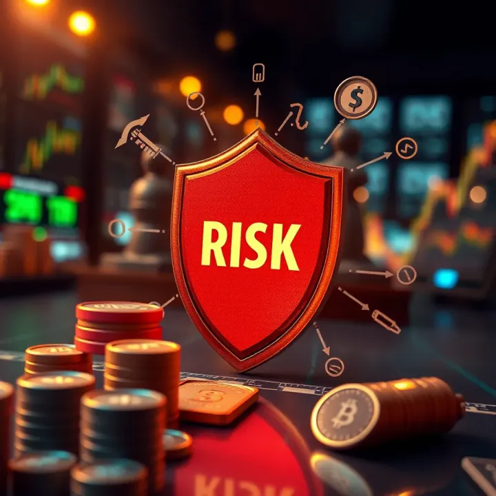 Risk management concept illustrated with forex symbols and protective shield