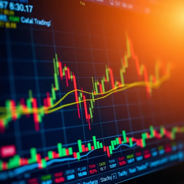 Chart displaying forex currency pairs with technical indicators and trend lines
