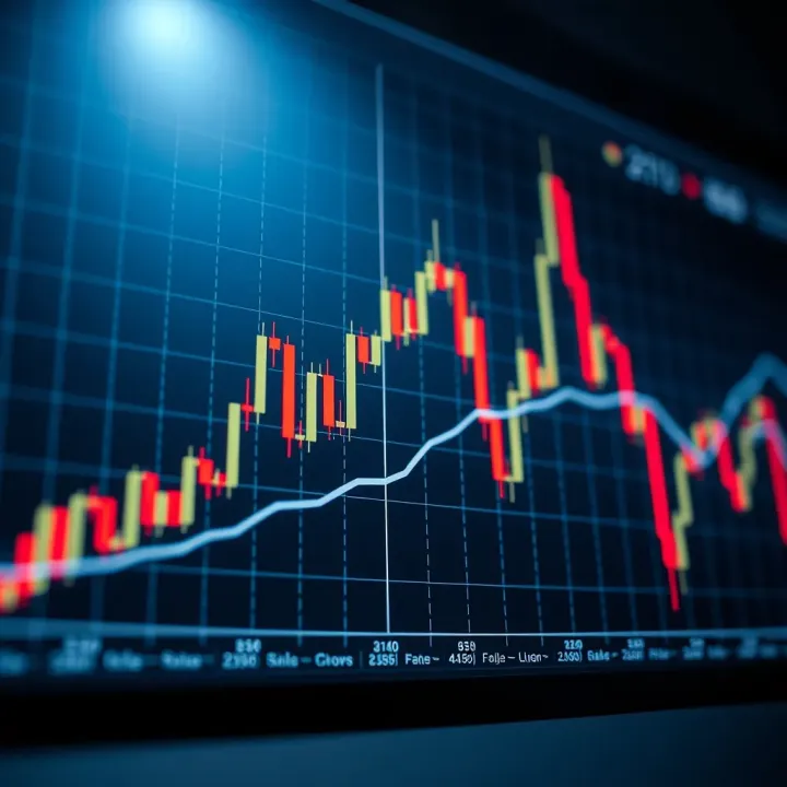 Graph depicting forex market volatility with fluctuating candlestick patterns