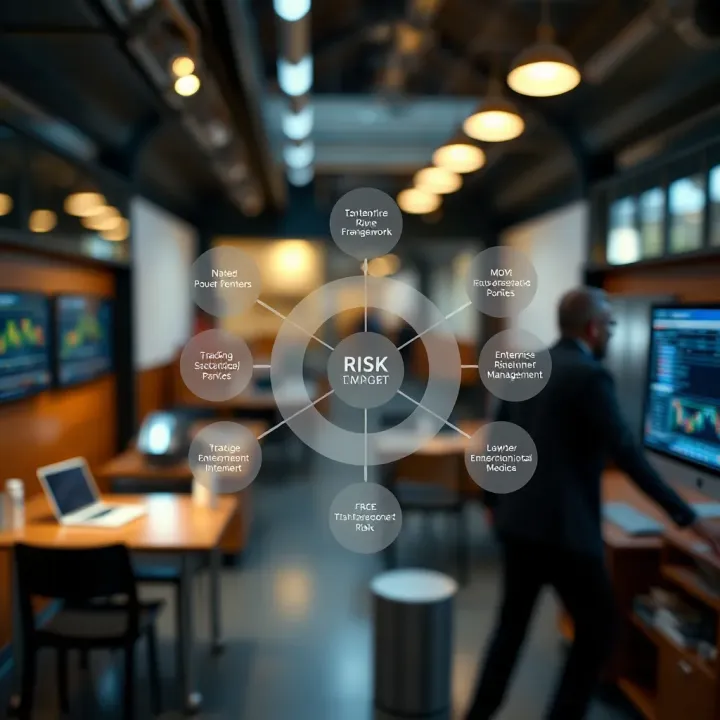 Diagram illustrating key components of an enterprise risk management framework with interconnected elements