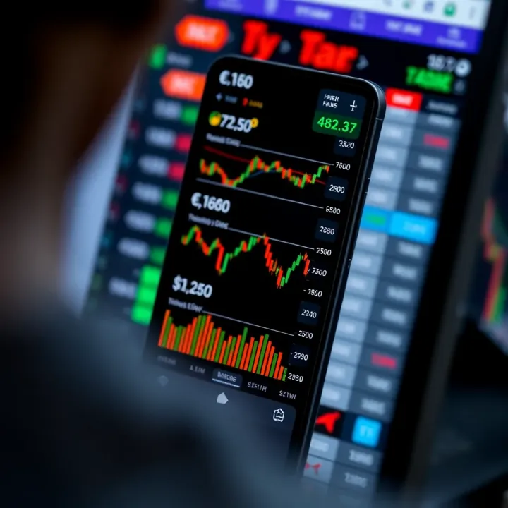 Mobile phone screen displaying various forex trading charts and currency pairs relevant to Kenyan market