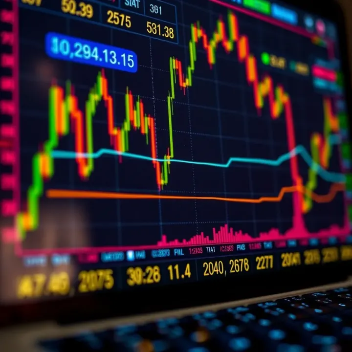 Graph showing currency exchange rate fluctuations on a digital trading platform
