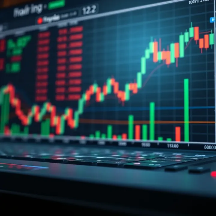 Illustration showing currency pairs and forex market chart with upward trends