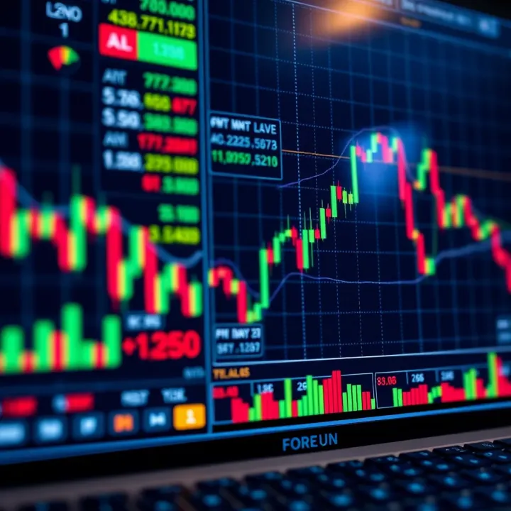 A digital trading platform showing forex currency pairs and live market charts
