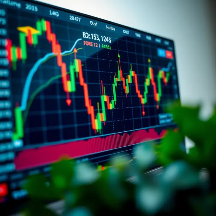 Stock market chart displaying forex trading trends in Kenya with candlestick patterns and volume indicators