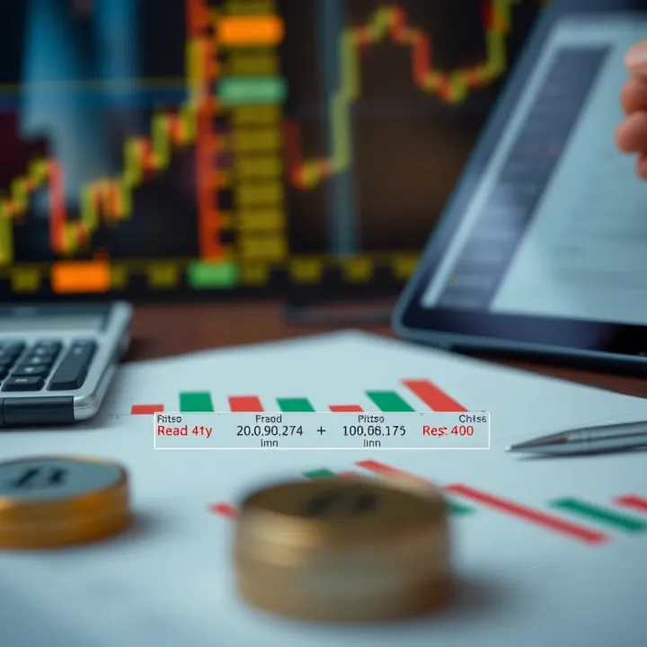 Diagram illustrating profit and loss calculation in forex trading with risk management indicators