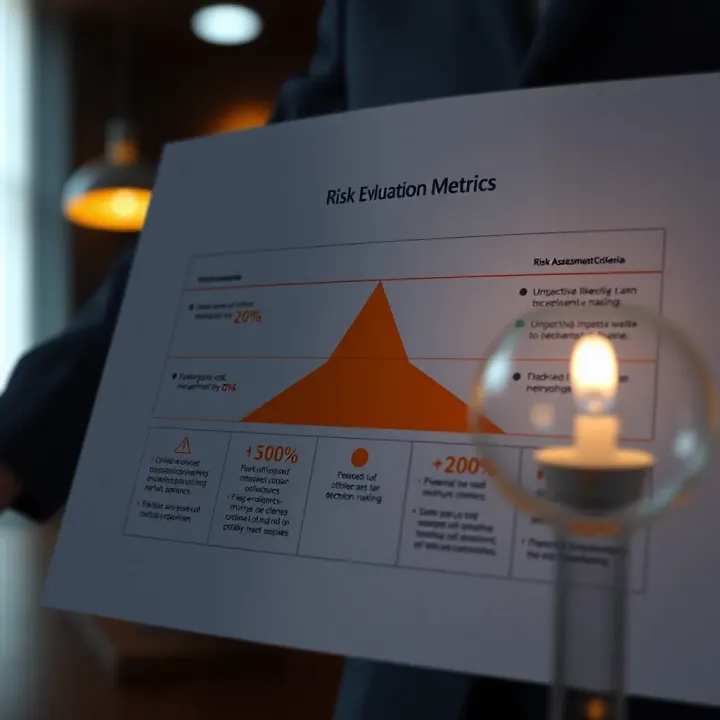 Diagram of Risk Evaluation Metrics Diagram showing risk assessment criteria with potential impacts and likelihood for decision-making