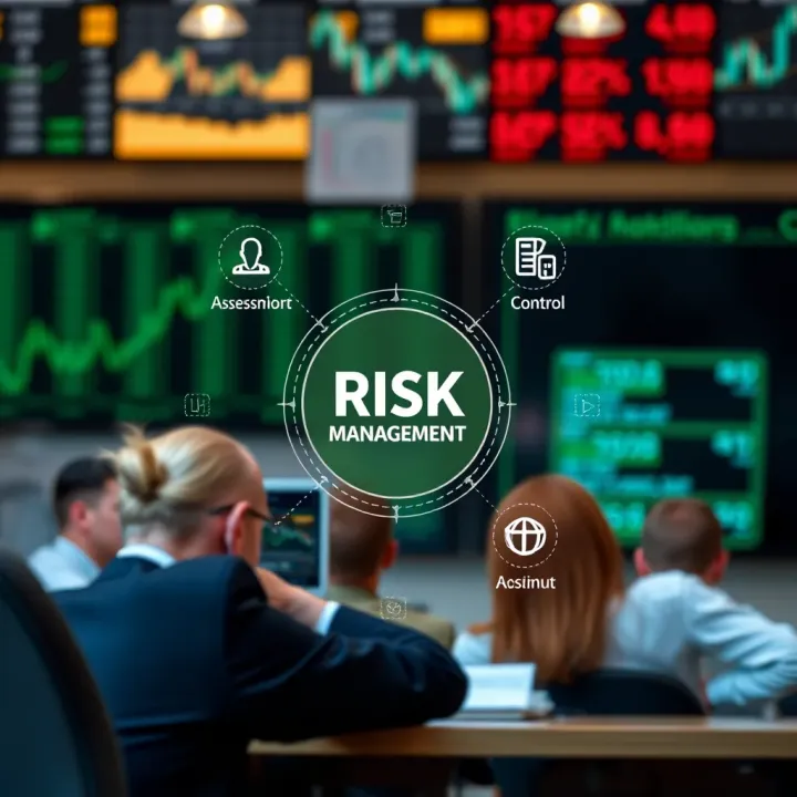Diagram illustrating key components of risk management including identification, assessment, and control of business risks