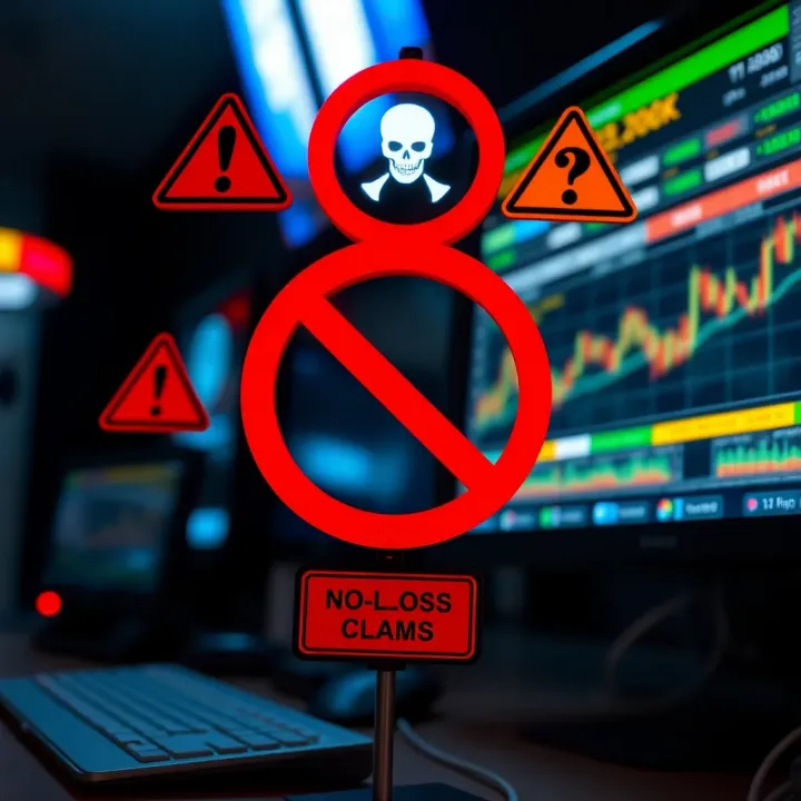 Assessing Risks Behind No-Loss Claims in Binary Options Trading Visual representation of risks and caution symbols associated with no-loss claims in binary options