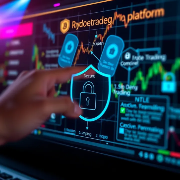 Graphic illustrating secure transaction and data protection in cryptocurrency trading