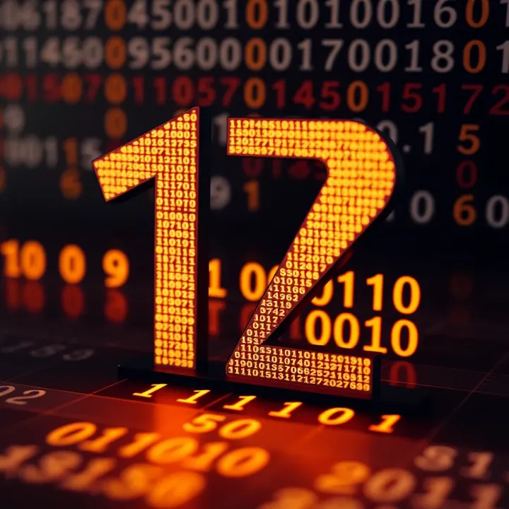 Illustration showing a decimal number and its binary equivalent using place values